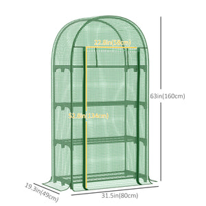 Mini outdoor greenhouse with storage shelves