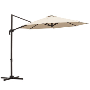 10ft Cantilever Patio Umbrella with 360° Rotation, Crank & Cross Base for Garden Deck Pool Backyard, Cream