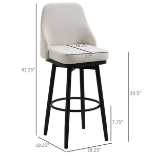Ensemble de 2 tabourets de bar extra hauts pivotants à 360°, blanc crème