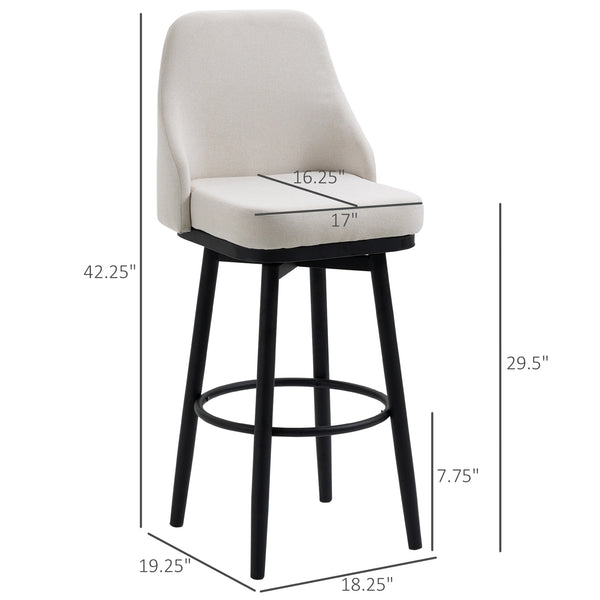 Ensemble de 2 tabourets de bar extra hauts pivotants à 360°, blanc crème