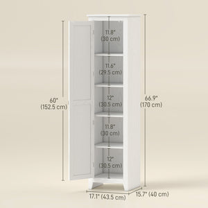 Armoire de rangement de cuisine style ferme 67" avec porte de grange et étagères réglables, blanc
