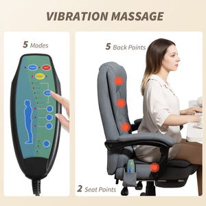 7-point vibrating massage chair with footrest, grey