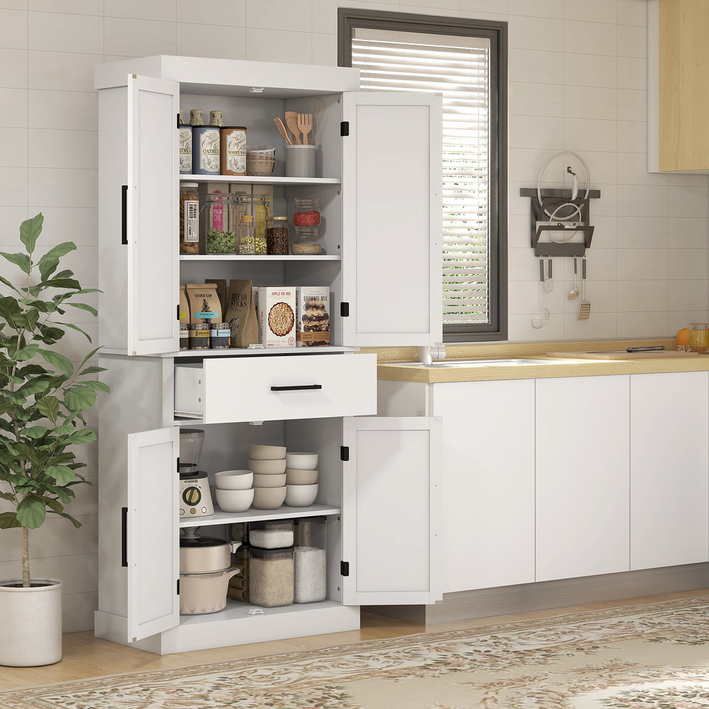 Garde-manger de style campagnard avec 4 portes de grange, blanc