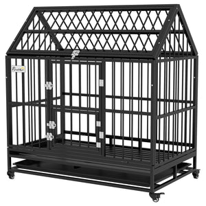 Cage robuste de 49" avec plateau amovible, portes et toit ouvrant