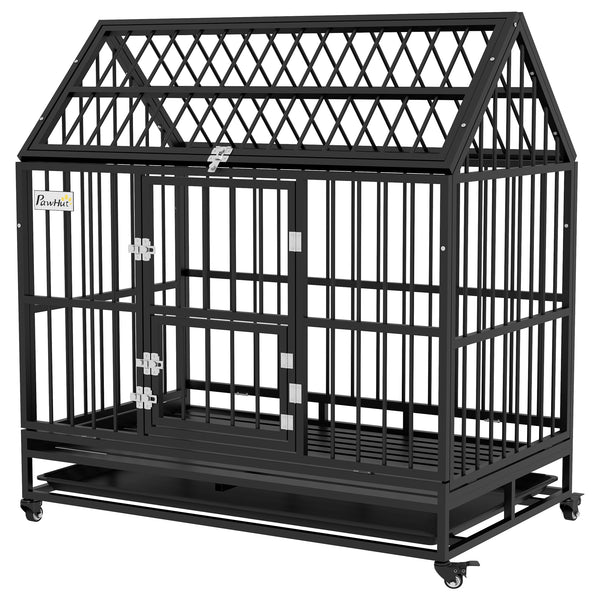 Cage robuste de 49" avec plateau amovible, portes et toit ouvrant