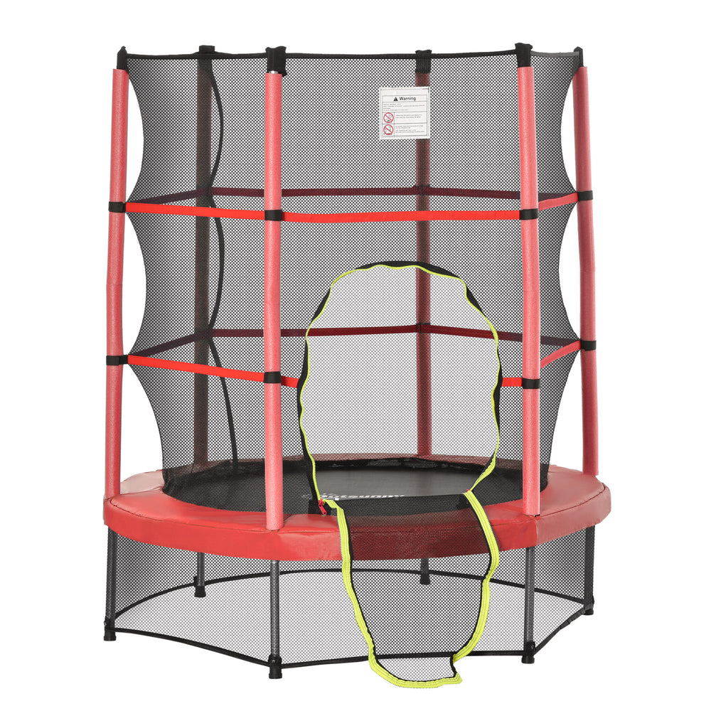 Trampoline 55" pour enfants avec filet de protection pour intérieur/extérieur, pour garçons et filles de 3 à 6 ans, rouge