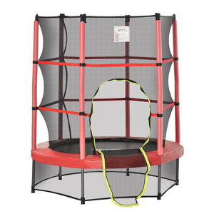 Trampoline 55" pour enfants avec filet de protection pour intérieur/extérieur, pour garçons et filles de 3 à 6 ans, rouge
