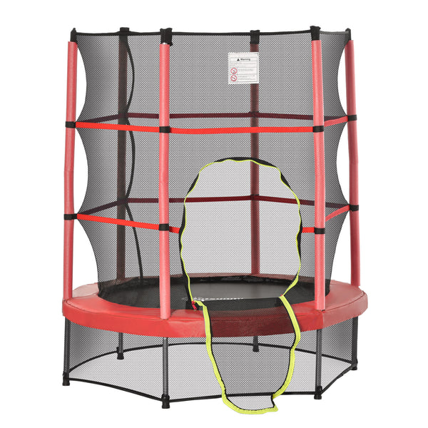 Trampoline 55" pour enfants avec filet de protection pour intérieur/extérieur, pour garçons et filles de 3 à 6 ans, rouge