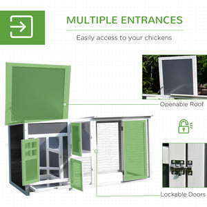 63" Wooden Chicken Coop with Nesting Box and Run