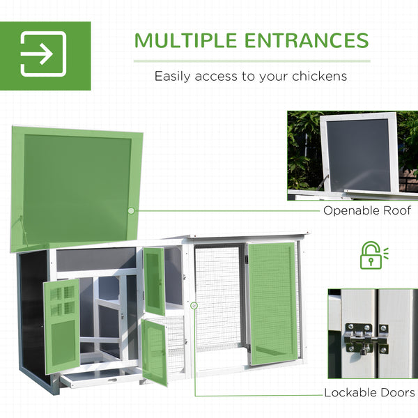 63" Wooden Chicken Coop with Nesting Box and Run