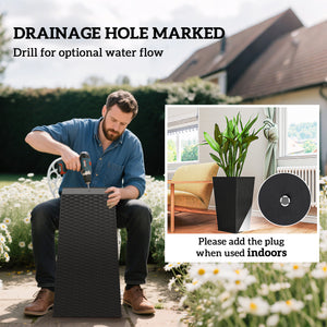 Set of 3 Tall Plant Stand, Outdoor &amp; Indoor Flower Pot Set for Front Door, Entryway, Patio and Deck, Black