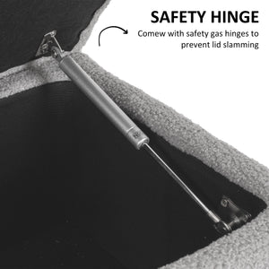 Banc de rangement moderne avec revêtement en laine d'agneau, gris