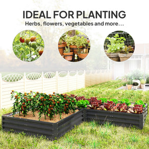 Jardinière surélevée en acier, lot de 5 grandes jardinières 2,4 x 2,4 x 30 cm, gris foncé