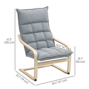 Fauteuil moderne rembourré avec pieds et accoudoirs incurvés, gris clair