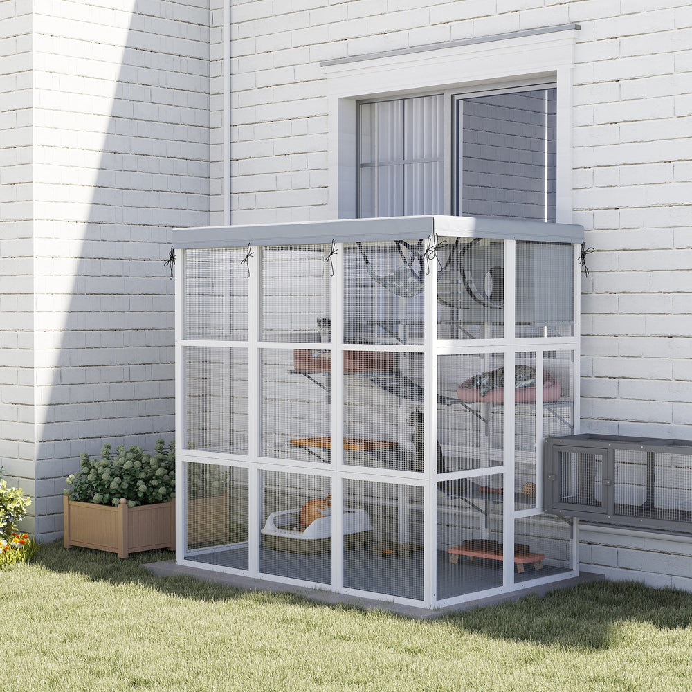 Enclos pour chats avec bâche résistante aux intempéries