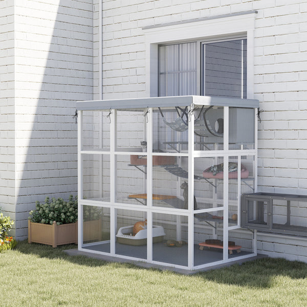 Cat enclosure with weatherproof cover