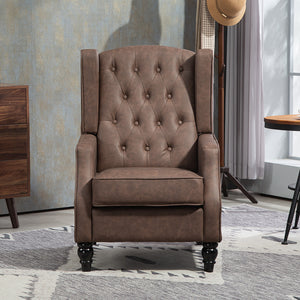 Fauteuil d'appoint moderne en similicuir avec rembourrage épais, marron