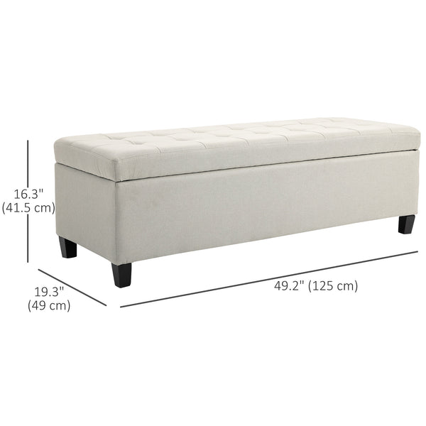 Banc d'entrée rectangulaire capitonné, beige