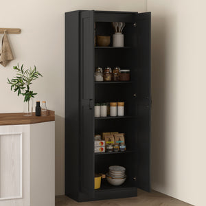 Armoire de rangement haute avec étagères réglables, noir