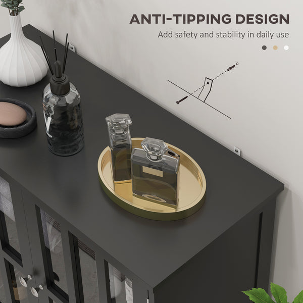 Buffet de cuisine à 2 portes, meuble de rangement moderne, noir