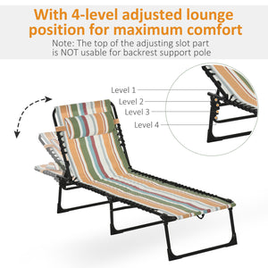Chaise longue pliante avec appui-tête, multicolore