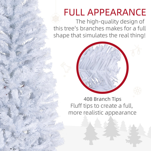 Sapin de Noël artificiel blanc mince de 5 pieds avec ouverture automatique