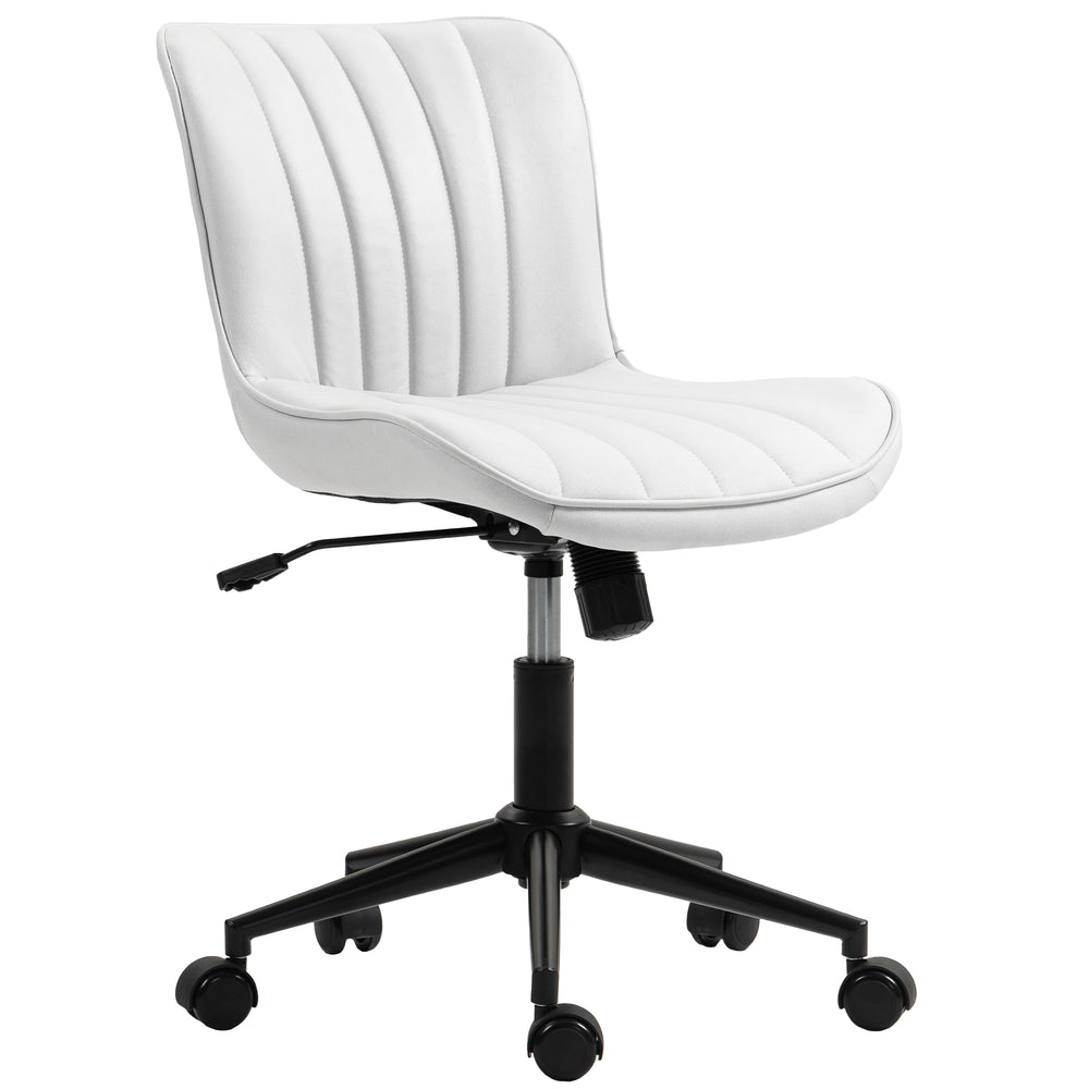 Chaise de bureau sans accoudoirs pivotante à 360°, hauteur et inclinaison réglables, blanc crème