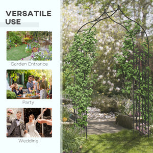 Arche de jardin avec motif en volutes pour rosiers grimpants, vignes et plantes
