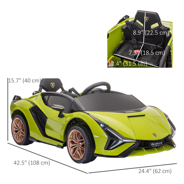 Voiture électrique, alimentée par batterie 12 V, avec télécommande parentale, lumières musicales, MP3, vert