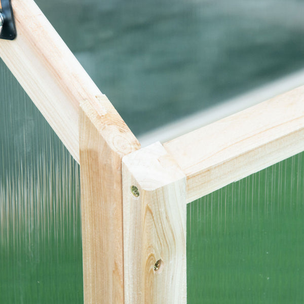 Serre de jardin surélevée portable en bois naturel avec couvercle ouvrant