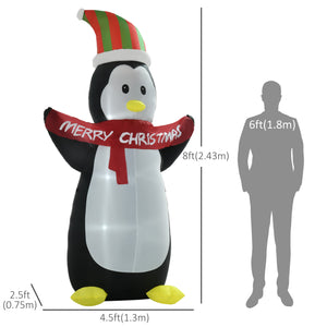 Pingouin gonflable de Noël de 8 pieds avec lumières LED