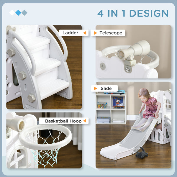 Toboggan 4 en 1 pour tout-petits avec panier de basket, gris
