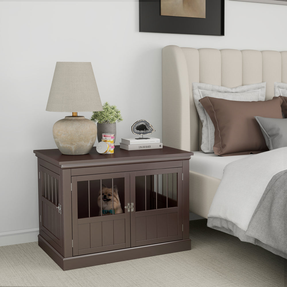 31-inch cage cabinet with three doors, coffee color