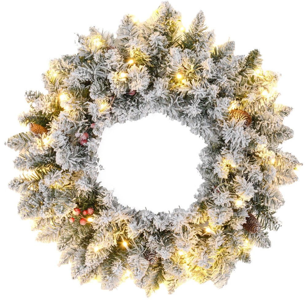 Couronne de Noël de 24" avec lumières givré
