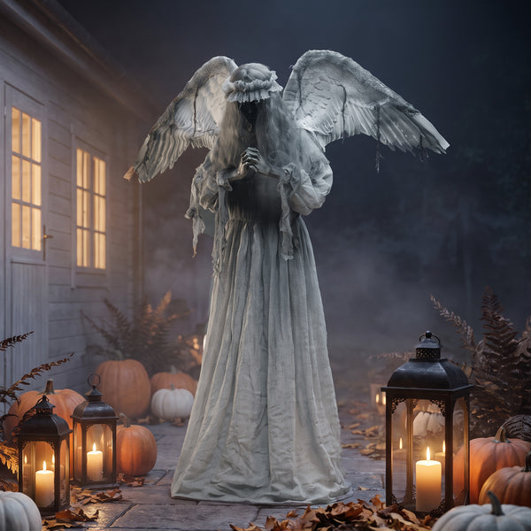 Halloween Animated Standing Crying Angel Decoration with Sound and Touch Activation