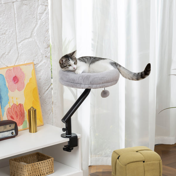 Lit de bureau pour chat pivotant à 360° et réglable en hauteur