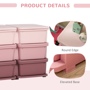3-Tier Kids Toy Organizer and Storage Bins with 6 Plastic Drawers, Pink