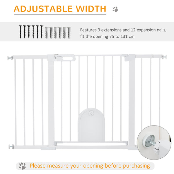Barrière de sécurité extra large avec petite porte, blanche