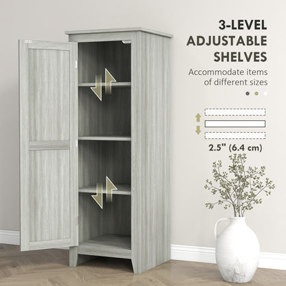 HOMCOM 48" Storage Cabinet with Barn Door, Adjustable Shelves, Gray Wood Grain