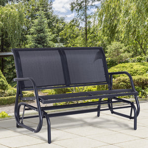 Banc à bascule double, structure en acier, assise en tissu résistant, couleur noire