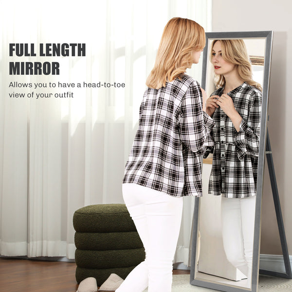 Full length framed standing mirror, grey
