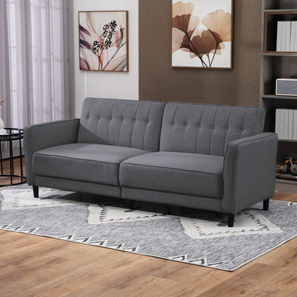 Canapé-lit convertible en tissu capitonné avec dossier réglable pour salon, gris anthracite
