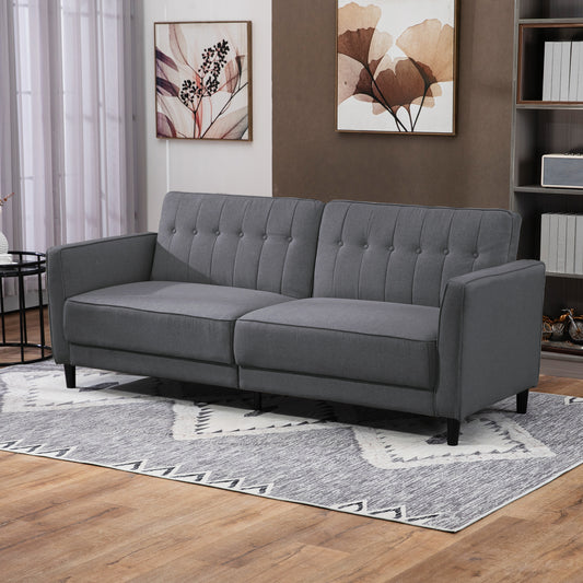 Canapé-lit convertible en tissu capitonné avec dossier réglable pour salon, gris anthracite