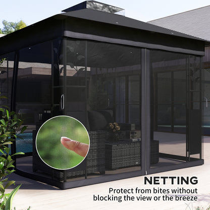 Gazebo 10' x 10' avec étagères et filet, UV30+ pour pelouse, jardin et terrasse