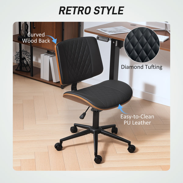 Chaise de bureau en cuir synthétique, hauteur réglable, pivotante, noire