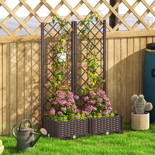 Jardinière surélevée avec treillis, plate-bande surélevée en plastique avec trous de drainage et bouchons de drainage