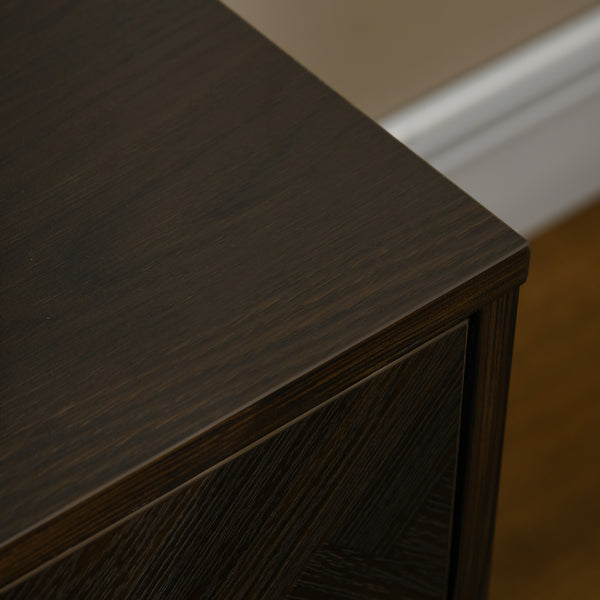 Meuble TV 55 pouces avec 2 portes et étagères réglables, couleur naturelle