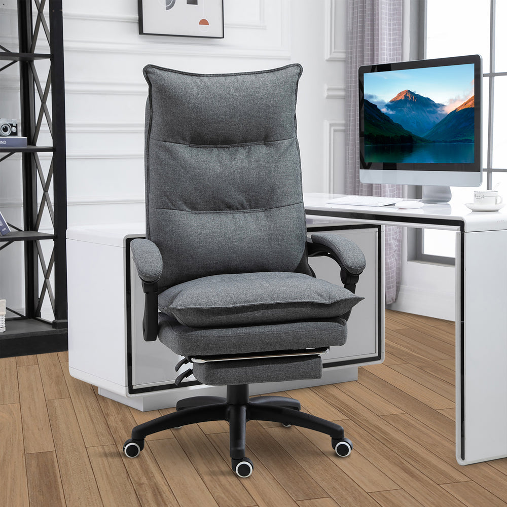 Fauteuil de bureau inclinable et réglable en hauteur avec repose-pieds rétractable, gris