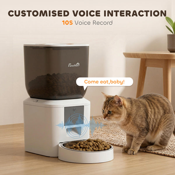 Automatic Cat Feeder, 2.4G WiFi, Smart APP Control, 8L Pet Feeder Dispenser, 1-10 Meals with 10s Meal Call Back