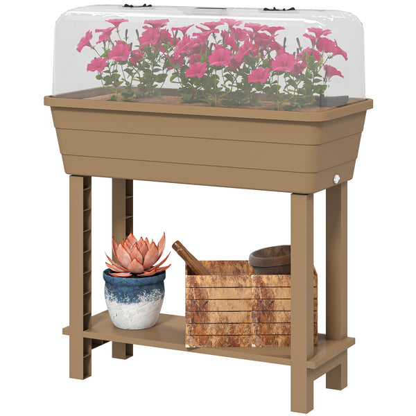 Jardinière surélevée à arrosage automatique avec couvercle transparent et ventilation